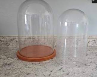 Lot #J67 2 Glass Cloches, one with a base