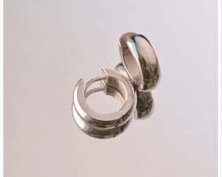 Lot #E86 Stainless Steel Polished Huggie Hoop Earrings – Modern Classic Design