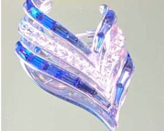 Lot #93 Vintage Marcel Boucher Signed 5581 Sapphire Blue Rhinestone Art Deco-Style Brooch – Designer Costume Jewelry