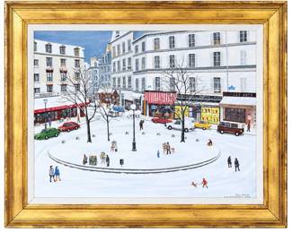Lot #D15 Original painting by Mark Warren depicting Place Contrescarpe in Paris, France