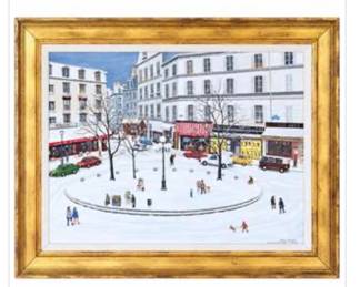 Lot #D15 Original painting by Mark Warren depicting Place Contrescarpe in Paris, France