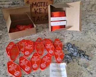 Lot #J66 Vintage Twin Rock Motel Ontario NY Room Key Tags – Orange Plastic Fobs, Key Rings & Original Boxes – Hotel Memorabilia
