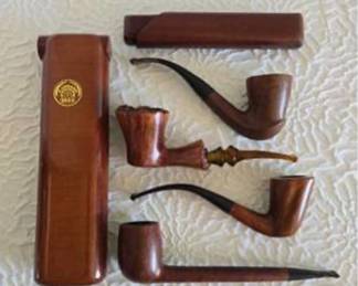 Lot #D47 Vintage Tobacco Pipe Collection – Ben Wade Danish Briar, Algerian Briar & Leather Cases