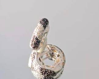Lot #E91 14K White Gold Black & White Diamond Pavé Huggie Hoop Earrings