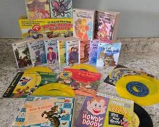 Lot #J69 Vintage Children's Classics Book Set & Kids Vinyl Records – Young Readers, Disney, RCA Victor, Roy Rogers – Collectible