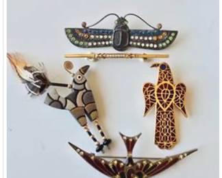 Lot #96 Vintage Art Deco-Style Enamel Brooch Collection – Figural Birds, Cat, Cross & Decorative Pins
