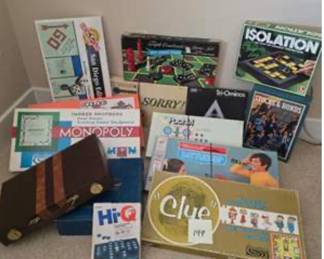 Lot #D117 Vintage Board Game Collection – Monopoly, Clue, Sorry!, Hi-Q, Isolation & More