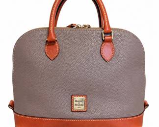 Lot #M104 Dooney & Bourke Two-Tone Leather Domed Satchel Handbag