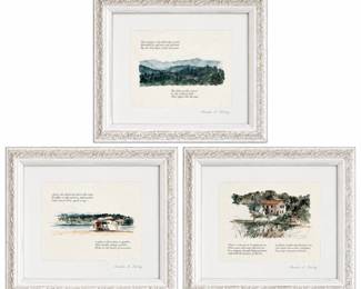 Lot #D21 Isabella Ensignare Signed Landscape Art Prints – Collection of Three Framed Country Scenes