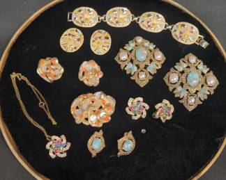 Sara Coventry Pieces Vintage Gold-Tone Brooches, Pendants & Matching Earrings