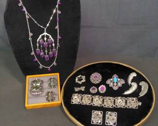 Sara Coventry Pieces Vintage Signed Brooches, Pendants & Statement Ring Set