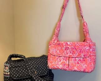 Vera Bradley Handbags - Quilted Pink Floral Shoulder Bag & Black Ditsy Floral Crossbody Lot