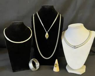 Sterling Silver Jewelry - Choker Collar, Pendant Necklaces by Joseph Esposito & Ring