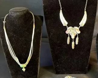 Sterling Silver Southwestern Style Statement Necklaces & Cuff Bracelet
