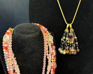 Diane Von Furstenberg Beaded Statement Necklace & Coordinating Tassel Drops