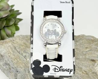 80 DisneyMinnieMouseStoneBezelWatchwithWhiteStrap