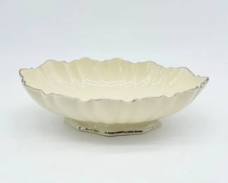 76 LenoxSilverTrimmedScallopedPorcelainBowl