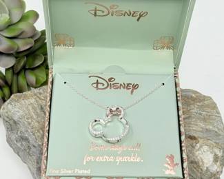 108 DisneySilverPlatedMinnieMouseCrystalNecklace