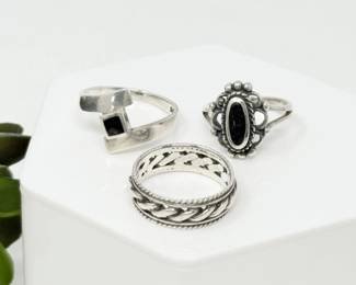 31 SterlingSilverRingswithBlackStone