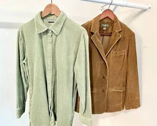55 EddieBauerCamelBlazerSageGreenCorduroyShirtSet