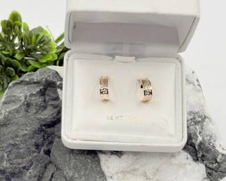 11 14ktGoldGreekStyleKeyHoopEarrings73g