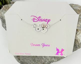 128 DisneyMickeyMinnieSilverPlatedNecklace