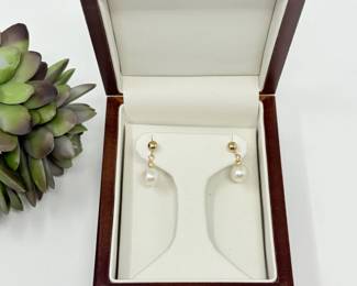 1 14KYellowGoldPearlDropEarrings