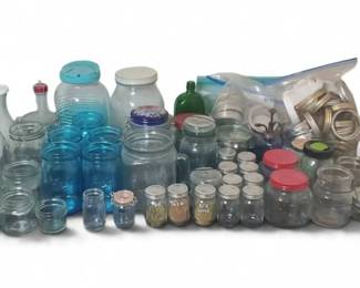 Blue Ball Mason Jars, Pitchers, Carafes, Lids Various Sized Mason Jars