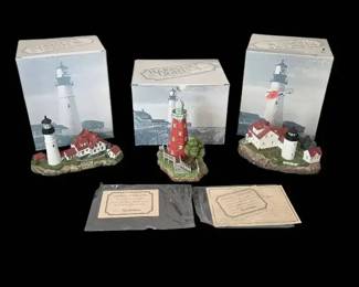 Lot of 3 Harbour Lights Maine Lighthouses Boxes COAs Included