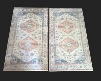 Pair of World Market Traditional Medallion Accent Rugs