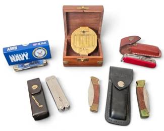 Vintage Pocket Knife Brass Compass Estate Lot
