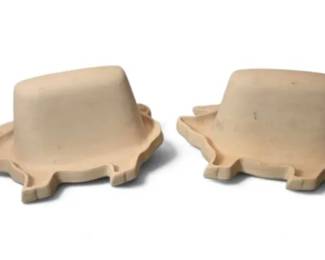 Vintage Haeger Natural Stone Pig Microwave Bacon Cooker Lot Set of 2 USA