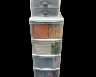 Plastic Drawers Filled W Cleaning Cloths and More Mystery Lot