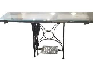Treadle Standard Sewing Machine Door Table with Glass Top