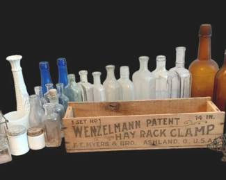 Collection of Vintage Glass Bottles, Decor and More