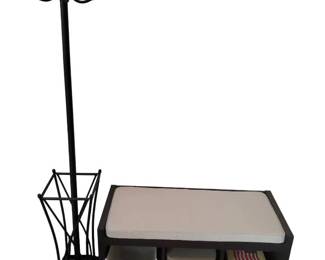 Metal Coat Rack and Umbrella Holder and Storage Bench 3 Storage BoxesBasket