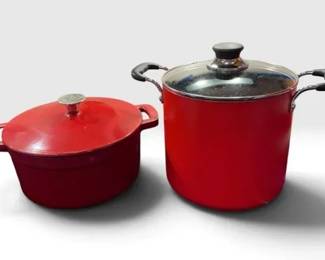 Two Attractive Red Pots Food Network and TFal