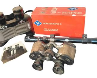 Vintage Camera, Binoculars and Scope Bundle