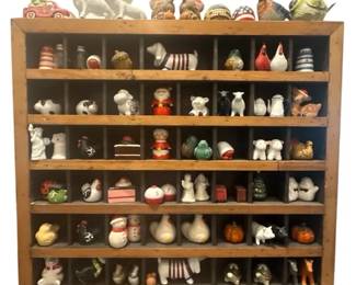 Vintage Wooden Shadow Box Wall Cabinet Figurine Collection