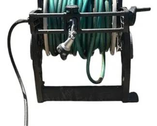 Mobile Garden Hose Reel Cart with Hose Spray Nozzle