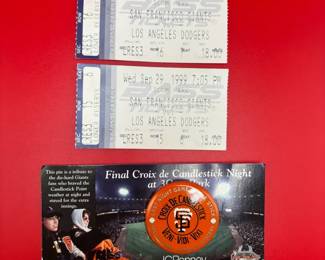 Vintage 1999 Giants Croix de Candlestick Night Pin and Original Tickets
