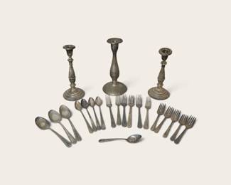 Candlesticks, Silver Plated Flatware
