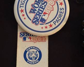 1984 Tigers World Series button and ticket