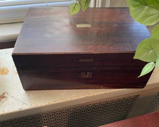Antique Victorian Rosewood Traveling Stationary Writing Box