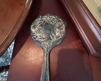 Vintage Art Nouveau Style Ornate Silver plated Hand Mirror