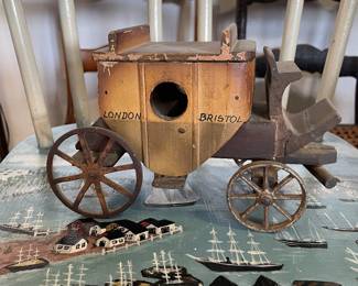 Vintage Wooden Stagecoach Model Decorative Collectible