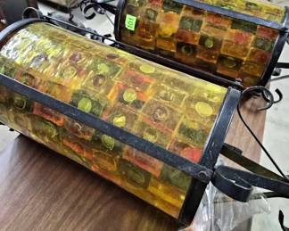 Late 60s early 1970s Italian Glass Iron Lanterns, Sold Individually