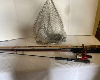 Fiberglass and Graphite Fishing Poles and Net