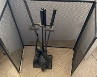 Fireplace Screen and Tool Set