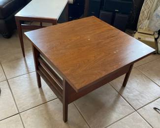 MCM Walnut Side Table with SlideOut TV Trays